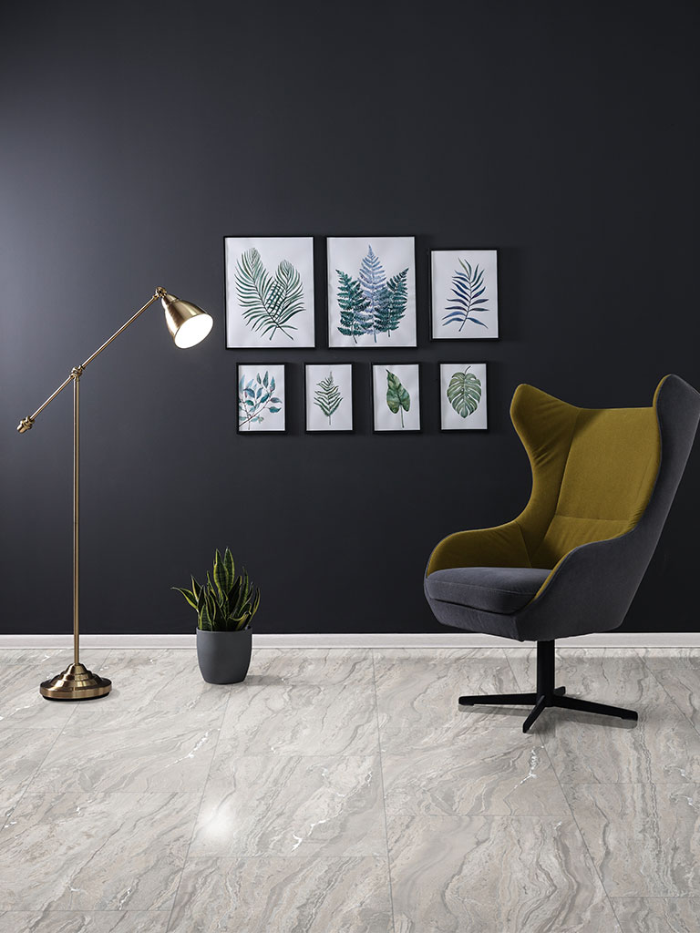 Click-Vinyl CHECK One 2158 Kapellen Marmor Hochglanz-Fliese XL inkl. Trittschall Standard